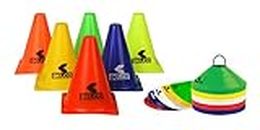 BELCO SPORTS 6 Inch PVC Cones Pack 6, 20 Space Markers Agility Combos (Multicolour)