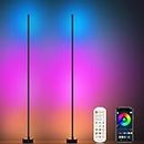 Miortior Corner Floor Lamp, 2 Pack Smart LED Corner Lamp Works with App/Remote/Button Control, RGB Floor Lamp with 16 Million DIY Colors & 68+ Scene, Music Sync for Living Room, Bedroom, Gaming Room