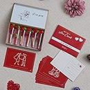 eCraftIndia Valentine Combo of Set of 8 Love Post Cards Gift Cards Set, Red Message Bottle Wooden Box Set
