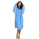 INSIGNIA Ladies Dressing Gowns Terry Towelling Hooded Dressing Gowns (UK, Numeric, 18, 20, Regular, Regular, Blue)