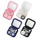 Haisheng 4PCS Contact Lens Cases, Portable Left/Right Eyes Contact Lens Holder Kit Contact Lens Box Contact Lens Cases with Mirror for Travel Home 4 Colours