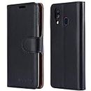 iCatchy For Samsung Galaxy A40 Case Wallet Book [Stand View] Cover Magnetic Closure [Kickstand] Full Protection Premium Leather Folio Case Compatible with for Samsung Galaxy A40 (Black)