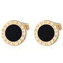 Peora Black Rose Gold Plated Cufflinks Set Stylish Business Accessories for Men & Boys