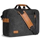 Estarer Men's Laptop Messenger Bag, 17-17.3 Inch Laptop Backpack, Water Resistant Canvas Computer Bag Shoulder Bag, 3 in 1 Convertible Laptop Briefcases (Dark Grey)