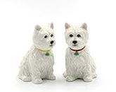 Fine Porcelain Ceramic West Highland White Terrier Western Terrier Westie Dog Salt and Pepper Shakers Set, 2-7/8" H