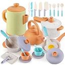Pretend Play Kitchen Accessories Toys, Pots and Pans Utensils Playset for Kids, Cooking Play Set Gift for Toddlers Boys and Girls 2 3 4 5 Years Old