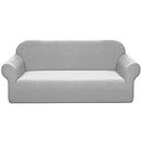 BOHHO Waterproof Sofa Slipcover, Stretch Sofa Cover Furniture Protector Combination Couch Cover for Living Room Sofa 1 2 3 4 Seater-Light Grey-1 Seater 90-140cm