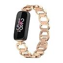 Chofit Metal Replacement Bands Compatible with Fitbit Luxe, Adjustable Links Stainless Steel Accessories Wristband Bracelet Strap for Fitbit Luxe Tracker Women Men (Rose gold)