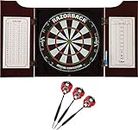 Viper by GLD Products Hudson All-in-One Dart Center: Classic Solid Wood Cabinet & Official Sisal/Bristle Dartboard Bundle: Premium Set (Razorback Dartboard and Darts), Mahogany Finish (40-0327)