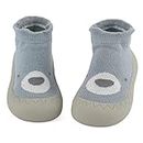 LACOFIA Zapatos Calcetines Primeros Pasos Bebé Niños Niñas Calcetines Antideslizantes Bebé con Suela de Goma Oso Azul 12-18 Meses
