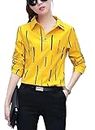 Women's Long Sleeve Blouse Tops, Button-Down Shirt, Yellow (Large)