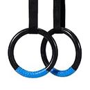 Z ZELUS Gymnastic Rings with Adjustable Straps, Steel Buckles, Perfect for Workout, Strength Training, Pull-Ups & Dips (Black)