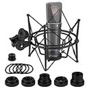 Geekria for Creators Microphone Shock Mount Compatible with Neumann U87, TLM193, TLM127, M149, TLM102, TLM103, TLM107, Mic Anti-Vibration Suspension Adapter Clamp Mic Holder Clip (Black/Metal)
