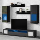 New Practical 7 Pcs Floating TV Console Table for TVs Up to 90”, Black