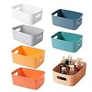 7Pcs Plastic Storage Box Storage Basket Small Storage Bin Multiple Colors Home Storage Organizer For Kitchen Cupboard Bathroom Shelves Tub 21.5 * 14.5 * 7Cm