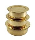 RIDHI SIDHI EXPORTS – Bhagona – Carry Pot Brass Miniature – Brass Bhagona 3 PCs Set for Children Playing – Kids Kitchen Home – Toy Playset. - Set of 3 Carry Pot with Plates Toy