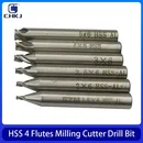 CHKJ Milling Cutter Drill Bit 1/1.2/1.5/2/2.5/3/4/5mm HSS End Mill Straight Shank 4 Flutes High