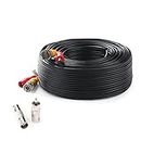 Lonnky BNC Video Power Cable All-in-One Video Security Camera Cable Wire Cord with BNC Connectors and RCA Adapters for CCTV Surveillance System Kit and Security Camera System, Black 100ft 30M
