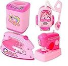 4AJ BAZAAR Toys Household Set for Kids,Battery Operated Pink Household Home Apppliances Kitchen Play Sets Toys for Girls(Set of 4)