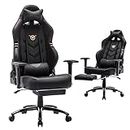 COLAMY Big and Tall Gaming Chair with Footrest 350lbs-Racing Style Computer Gamer PC Chair, Ergonomic High Back with Wide Seat, Reclining Back, 3D Armrest, Headrest and Lumbar Support for Adult, Black