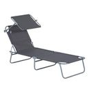 Arlmont & Co. Outdoor Lounge Chair, Adjustable Folding Chaise Lounge, Tanning Chair w/ Sun Shade For Beach, Camping, Hiking, Backyard, | Wayfair