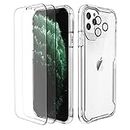 ORETech Designed for iPhone 11 Pro Max Case with 2 x Screen Protector Tempered Glass&1 Camera Lens Protector for iPhone 11 Pro Max Crystal Clear Phone Case Shockproof Cover-Clear