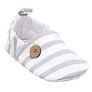 Hopscotch Baby Boys PU Stripes Print Booties in White Color, UK:4 (IVE-3710416)