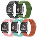 XFYELE Adjustable Nylon Watch Band Compatible with Fitbit Versa 2/Versa/Versa Lite/Versa SE, Soft Loop Stretchy Sport Straps Replacement Wristbands for Women Men