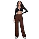 MK Jeans Wide-Leg Baggy Brown Jeans for Womens Size-24 (Brown_ZX_3)