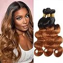 T1B 30 Blonde Ombre Body Wave Brazilian Hair, Ombre Hair Extensions Bundles, Human Ombre Hair Bundles, Ombre Weave Human Hair Bundles Body Wave, Tangle Free Bouncy Smooth (22&24&26)