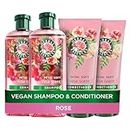 Herbal Essences Rose Shampoo and Conditioner Set, Hair Care for Petal Soft Hair, Vegan, for Dry Hair, Shampoo 2x350ml, Conditioner 2x250ml