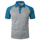 STTLZMC Men's Short Sleeve Polo Shirts Summer Quick Dry T-Shirt Golf Sports Tops Blue Small