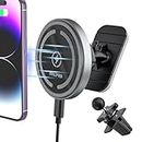 OHLPRO MagSafe Car Mount Charger iPhone Wireless Car Charger, Stick on Dashboard Magnetic Phone Holder Mount for iPhone 15 Pro Plus Max 14 13 12 Series, 15W Fast Charging, Aluminum Shell