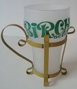 Birch Root Beer 1960's Frosted Soda Fountian Glass Lime Lettering Metal Holder