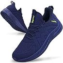 Feethit Mens Slip on Sneakers Lightweight Breathable Athletic Gym Tennis Walking Running Shoes for Men Dark Blue 9