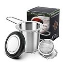 Geepen 2 Pack Tea Strainer Tea Infuser Stainless Steel Tea Filter for Loose Tea with Extra Fine Mesh Tea Steeper Fits Standard Cups Mugs and Teapots,Black