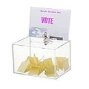 Acrylic Donation Box Lockable, Acrylic Voting Recommendation Suggestion Box, Transparent Storage Ballot Box with Sign for Fundraising Voting, Raffle Box Tip Jar, Size 16 * 11.5 * 10cm