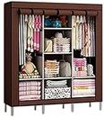 VipAsh Metal 6+2 Layer Fancy And Portable Foldable Collapsible Wardrobe Closet/Cabinet (Multi Purpose Space Wardrobe) (88130/ Brown)