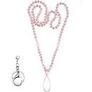 AMUU Necklace Women Lanyard for id Badge Holder Keys Cell-Phone Strong Neck Lanyards Fashion Beautiful Bead Chain Necklaces Cellphone-Pink