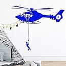 Gadgets Wrap Cartoon Air Force Helicopter Vinyl Wall Sticker Removable for Kids Room Decoration House Decor Wall Decal Murals - Blue