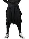 ellazhu Men's Harem Pants Elastic Waist Black Sweaterpants for Men Yoga David Rose Costume Baggy Joggers GYM22 A, Black, Small-Medium
