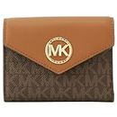 Michael Kors 34S1GNME6B Metal Logo MK Signature Trifold Wallet, Brown/Acorn, one Size