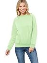 Design by Olivia Women's Basic Soft & Comfortable Pullover Fleece Crewneck Sweatshirt, Green Tea, Medium