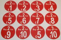Buy 2 for £5 Butchers Discount Promotional Stickers 12 Price Labels In 6 Sizes 