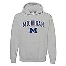 NCAA Officially Licensed College - University Team Color Arch Logo Hoodie, Michigan Wolverines Sport Grey, Medium