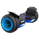 Gotrax QUESTPRO Hoverboard with LED 8.5" Offroad Tires, Music Speaker and 7.5mph & 7.5 Miles, UL2272 Certified, Dual 250W Motor and 144Wh Battery for 44-220lbs Kid Adult(Navy Blue)