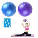 PROVO 2 Piezas mini Pelotas de Ejercicios para Pilates y Yoga, Ejercicios básicos para abdominales, rehabilitación de Hombros - Balón Anti explosión (22-25cm, Azul y Morado)