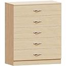 Vida Designs Pine Chest of Drawers, 5 Drawer With Metal Handles and Runners, Unique Anti-Bowing Drawer Support, Riano Bedroom Storage Furniture