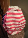 Victoria's Secret Beach Tote Bag Pink & White Stripes Rope Straps Backpack