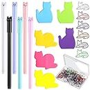 42 Pcs Stationery Set 6 Color Cute Sticky Notes 30 Pcs Paper Clips and 6 Pcs Cute Pen Lover Gifts Lovely Office Desk Accessories for Work School Office Supplies(Cute Cat)